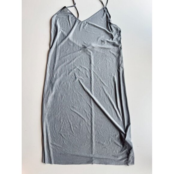 ZARA Grey Orange Landscape Print Mesh Long Sleeve Ruched Maxi Dress, Size M - Picture 12 of 16